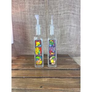 Matching Vinegar and Olive Oil Cruet Set with Pouring Stoppers